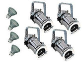 4x Projecteur Pulse PAR16 240V (Chrome) inc. Lampes LED
